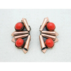 RARE MATISSE RENOIR Red Glass Cabochon Fan Clip